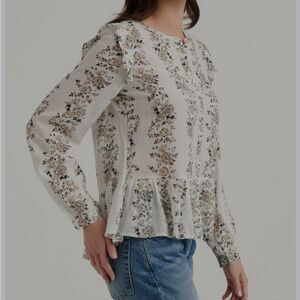 Lucky Brand floral peplum blouse size L